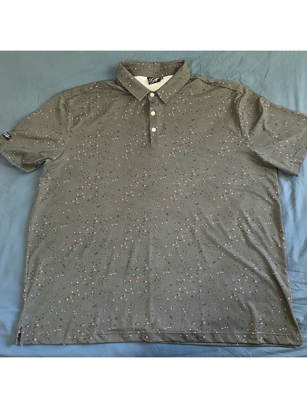 Sunday Swagger Mens Golf Polo 3XL Grey Paint Splatter Performance Stretch Shirt